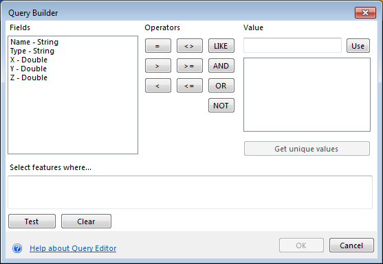 The Query Builder dialog