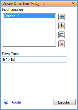 Cuadro de diálogo de herramienta de análisis con valores completados