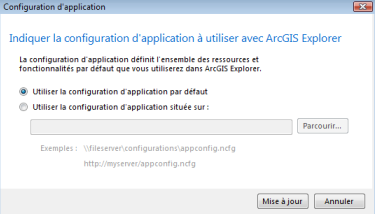 spécifier la configuration d'application