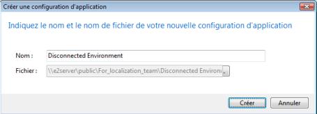Modifier le chemin de la configuration d'application