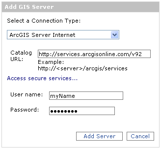 Entering parameters for an Internet connection