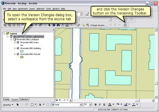 Opening the version changes viewer