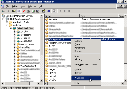 IIS Manager: application properties