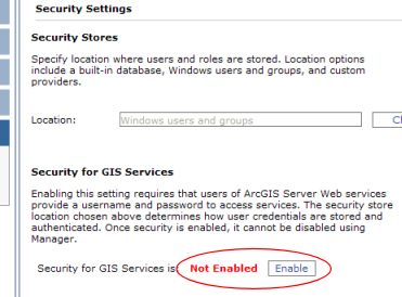Enable security for services
