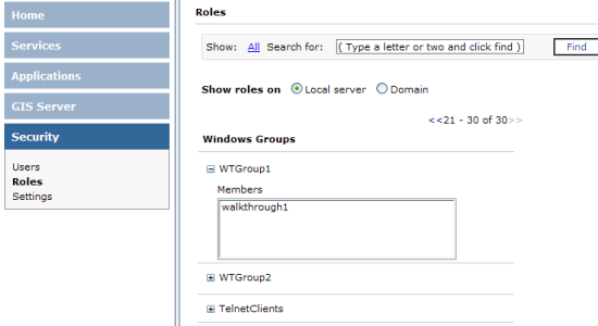 List of Windows groups in Manager