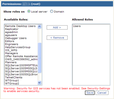 Setting service permissions