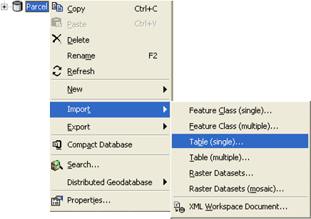 Importing a table