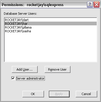 Database server permissions