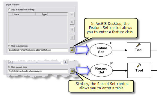 Feature and Record sets accept a feature class