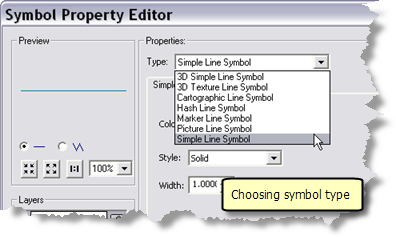 Choosing symbol type