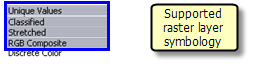 Supported raster layer symbology