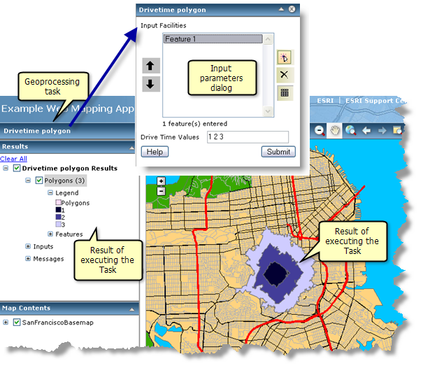 Geoprocessing service in a web application