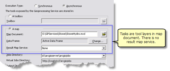 Geoprocessing service with source map document