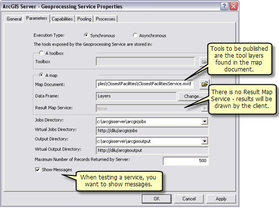 Publishing the ClosestFacilitiesService