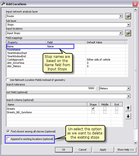 Adding stops