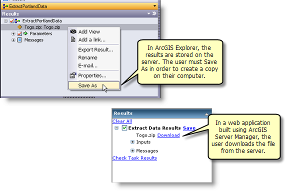 Using Save As in ArcGIS Explorer