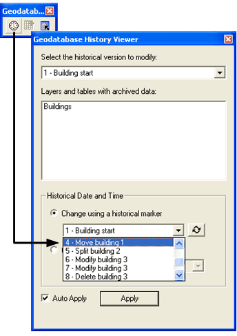 USing the geodatabase history viewer