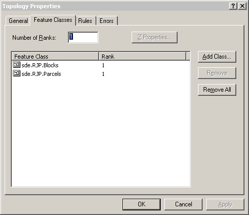 Topology Properties dialog box in ArcCatalog