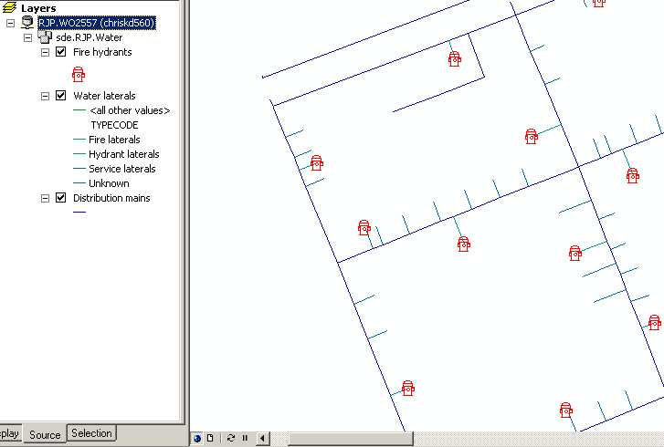 Data in the edited WO2257 version in ArcMap