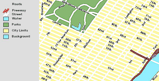 New York City streets at a scale of 1:20000